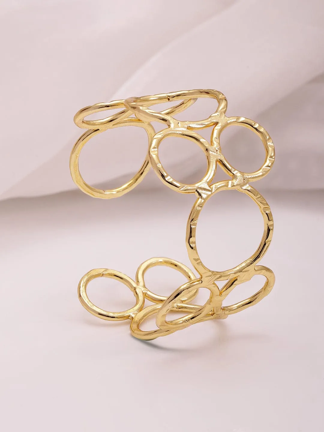 18KT Gold Plated Floral  Brass Bangle Style Bracelet