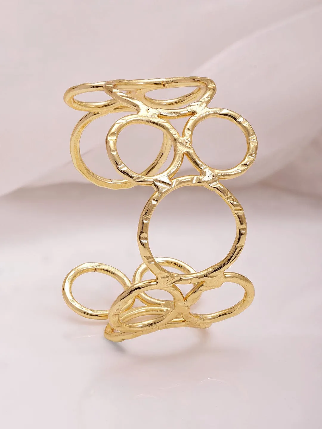 18KT Gold Plated Floral  Brass Bangle Style Bracelet