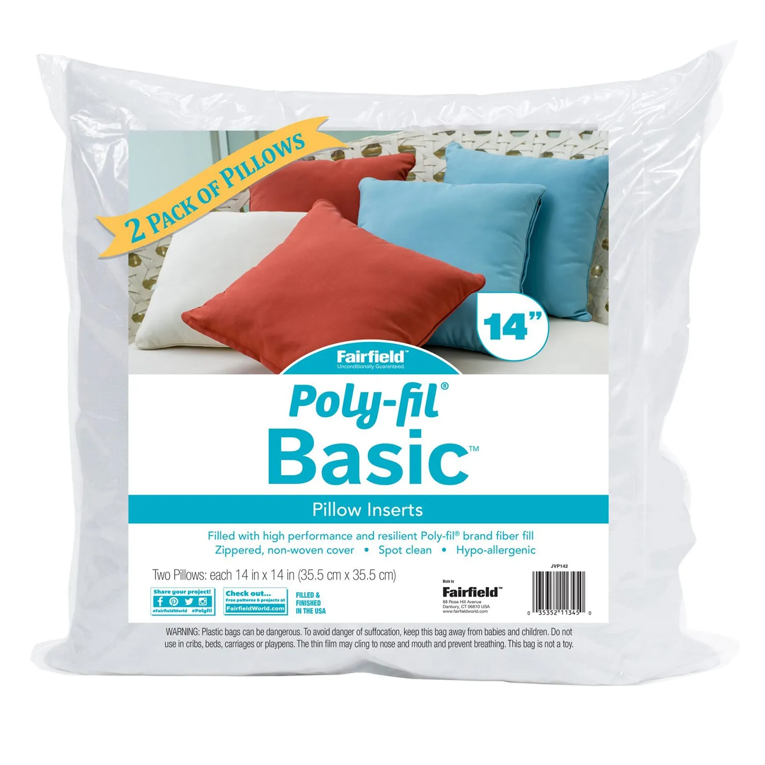 2-Pack Poly-Fil Basic Pillow Inserts JVP1