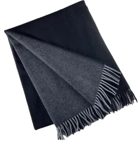 2138 - 100% Wool Two-Tone Throw with Fringe 50"x78"