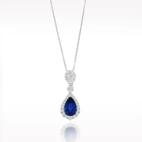 3.02ct Sapphire And Diamond White Gold Necklace