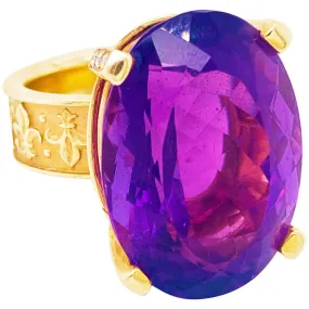 36 Carat Amethyst Fleur de Lis Ring