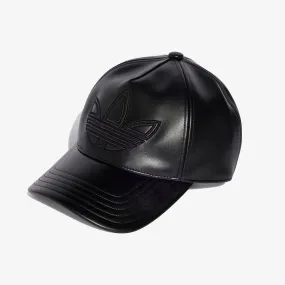 ADIDAS ORIGINALS | POLYURETHANE TREFOIL OUTLINE BASEBALL CAP { BLACK