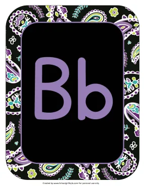 Alphabet Letters - Penmanship | Midnight Orchid Paisley | UPRINT | Schoolgirl Style