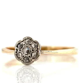 Antique Edwardian Diamond Daisy Platinum 18ct Gold Ring