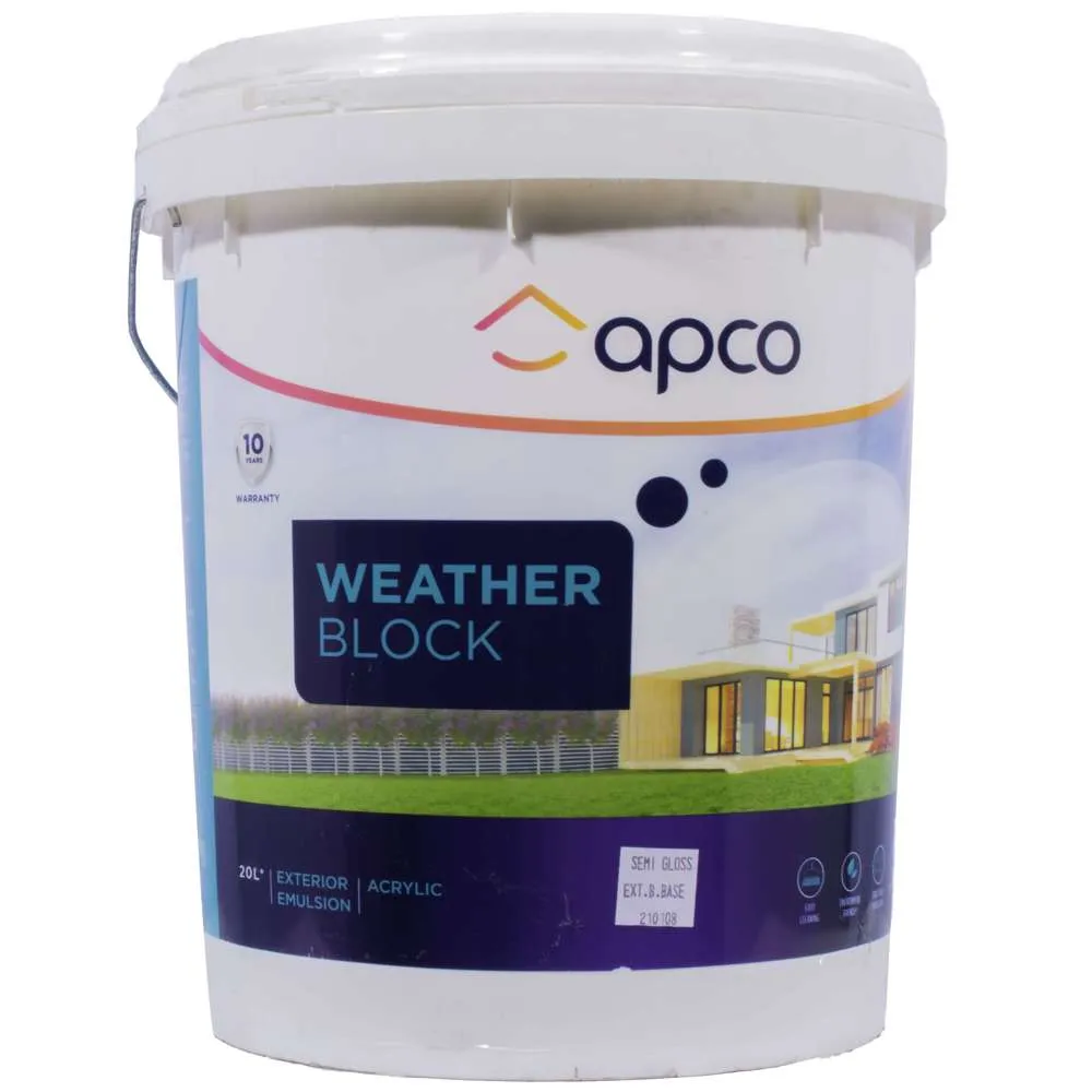 Apco Weatherblock Semi Gloss Acrylic Extra Bright Base 20L