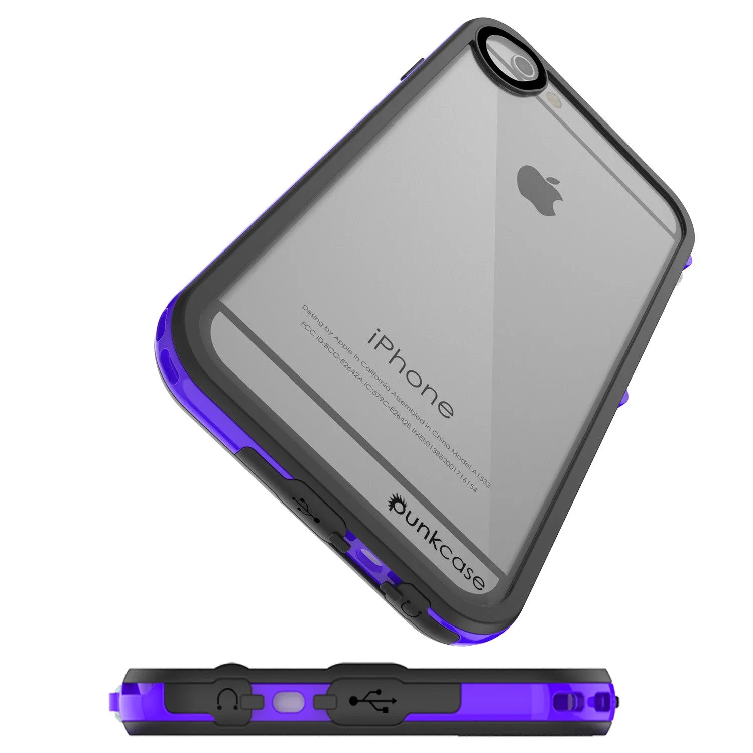 Apple iPhone 7 Waterproof Case, PUNKcase CRYSTAL 2.0 Purple W/ Attached Screen Protector  | Warranty