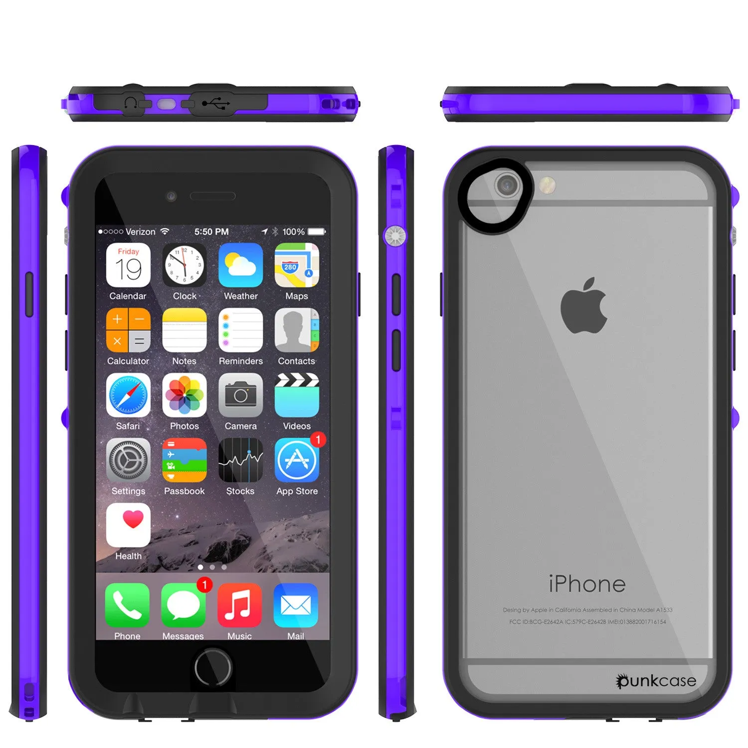 Apple iPhone 7 Waterproof Case, PUNKcase CRYSTAL 2.0 Purple W/ Attached Screen Protector  | Warranty