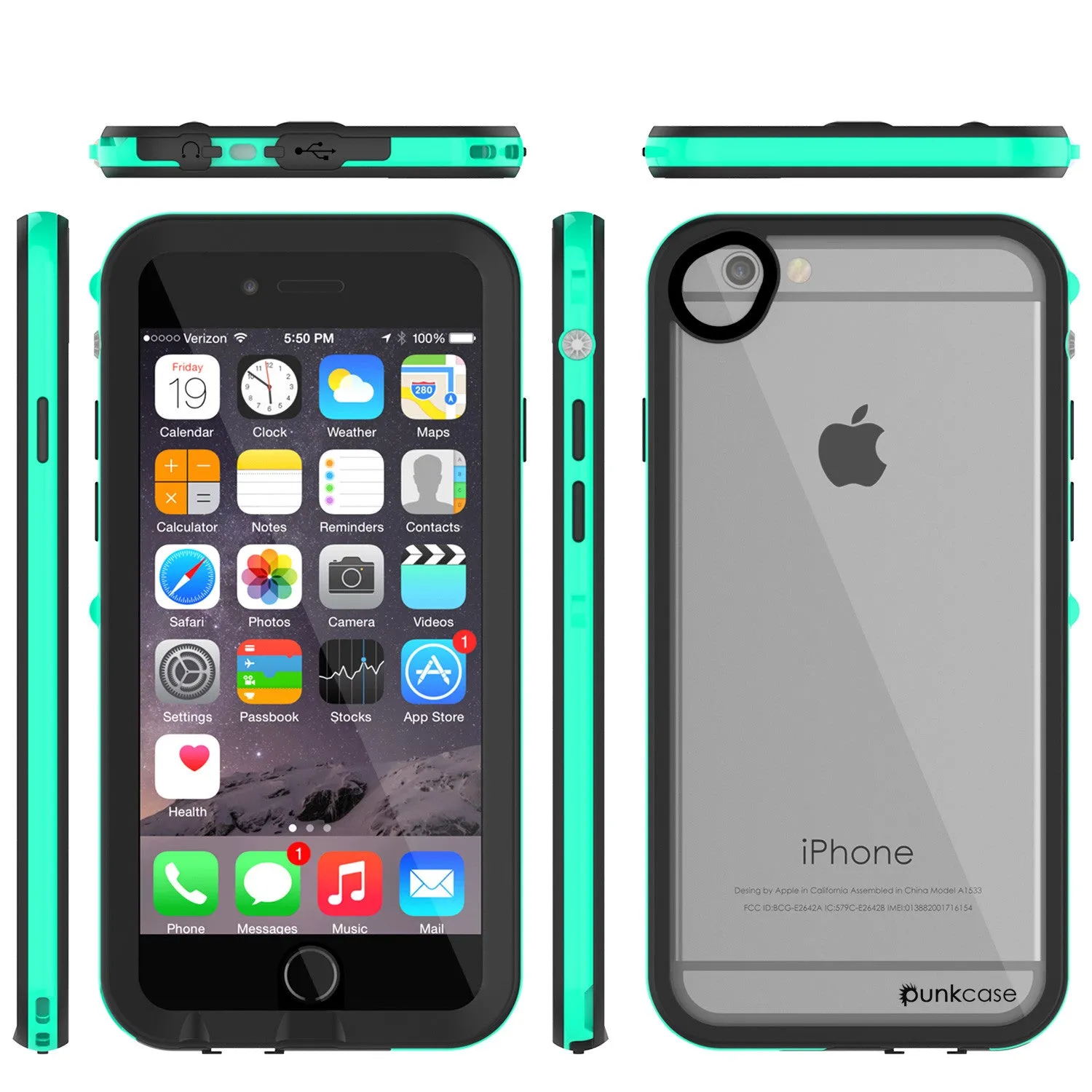 Apple iPhone 7 Waterproof Case, PUNKcase CRYSTAL 2.0 Teal W/ Attached Screen Protector  | Warranty