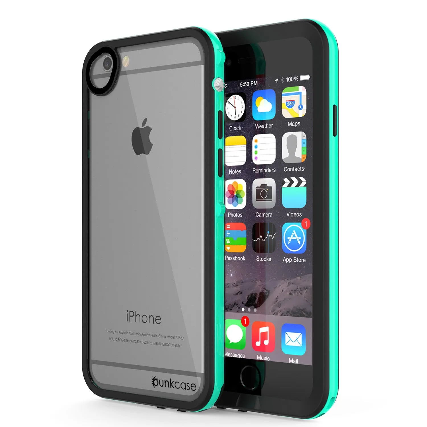 Apple iPhone 7 Waterproof Case, PUNKcase CRYSTAL 2.0 Teal W/ Attached Screen Protector  | Warranty