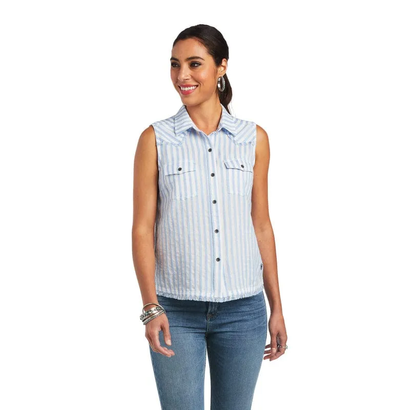 Ariat Women's Boom Boom Blue Stripe Tank Top 10040519