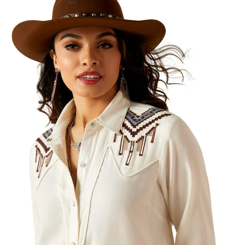 Ariat Women's Chimayo Trujillo Sea Salt Long Sleeve Western Snap Shirt 10046286