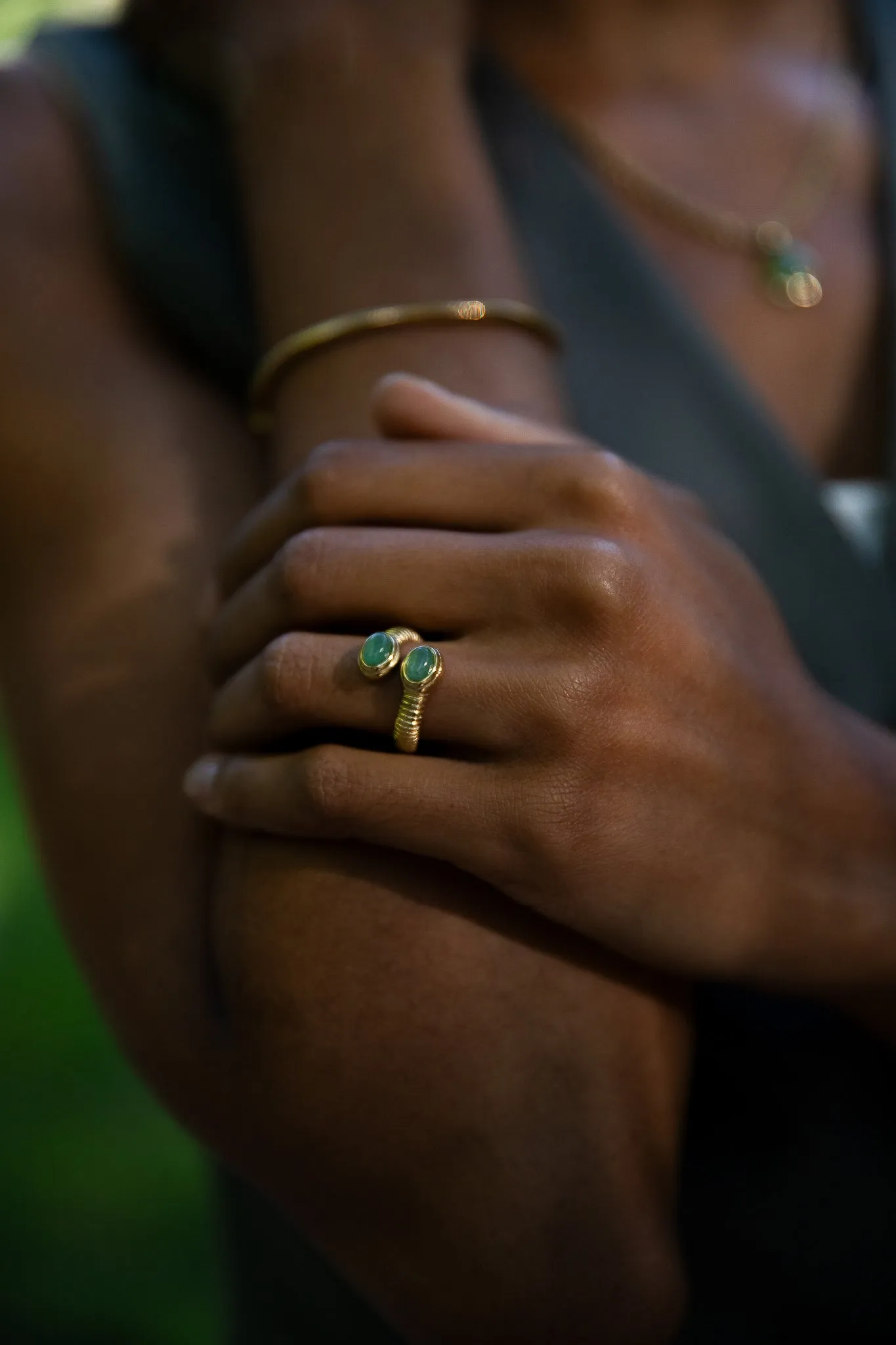 Aventurine Ring 14K Gold Plated