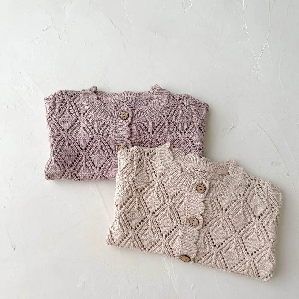 Baby Girls Spring Autumn Knitted Cardigan Solid Color Wholesale Clothing Baby