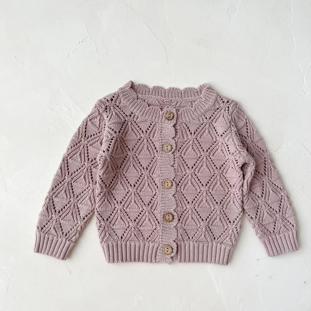 Baby Girls Spring Autumn Knitted Cardigan Solid Color Wholesale Clothing Baby