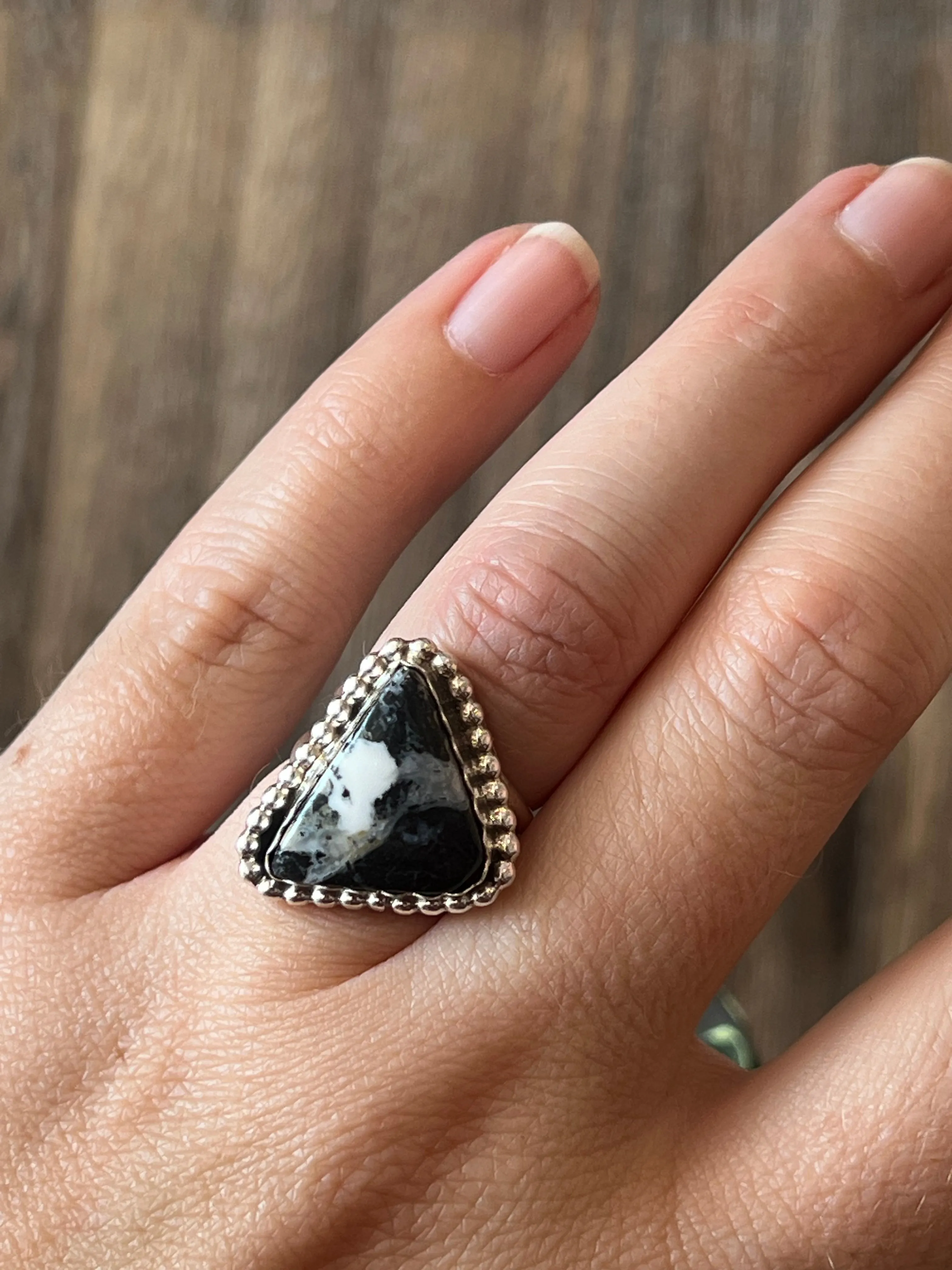 Back In Black White Buffalo Sterling Silver Ring