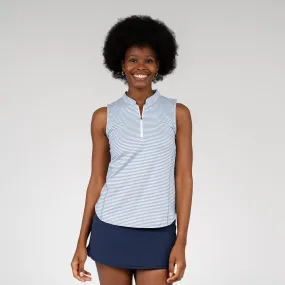 Barts Heather Stripe Sleeveless Zip | The Barts Heather Stripe - Storm Blue/White