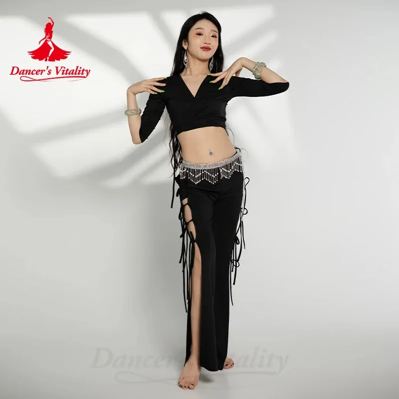 Bellydance Clothing Customized Long Sleeved Top Light Luxury Diamond Pants Oriental Dance Professional Performance Clothing