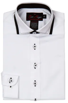 Ben Hugo Boys White Shirt With Trim Style: 474