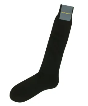 Black Flat Knit Zegna Baruffa  Merino Wool - Over the Calf