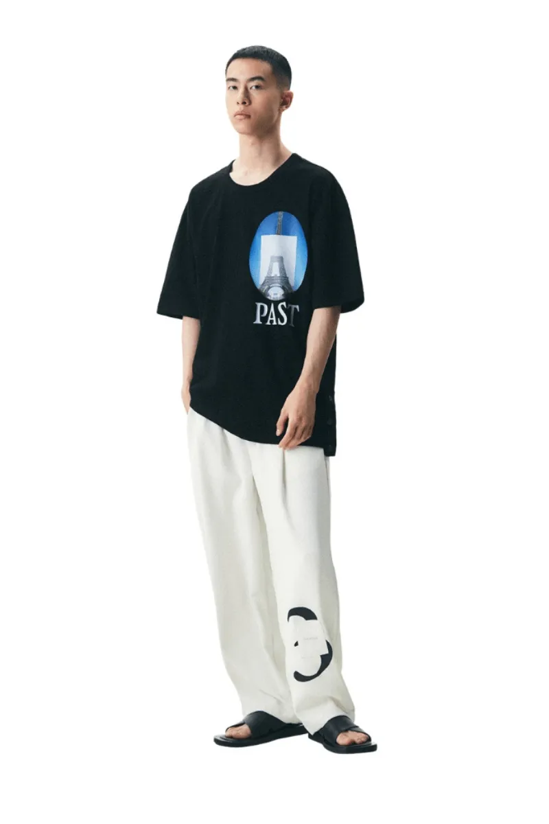 Black Past/Now Side Slit Tee