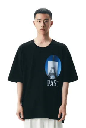 Black Past/Now Side Slit Tee