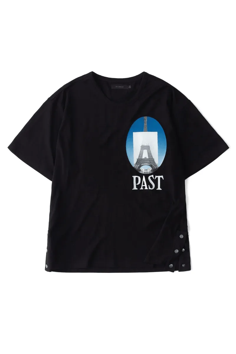 Black Past/Now Side Slit Tee