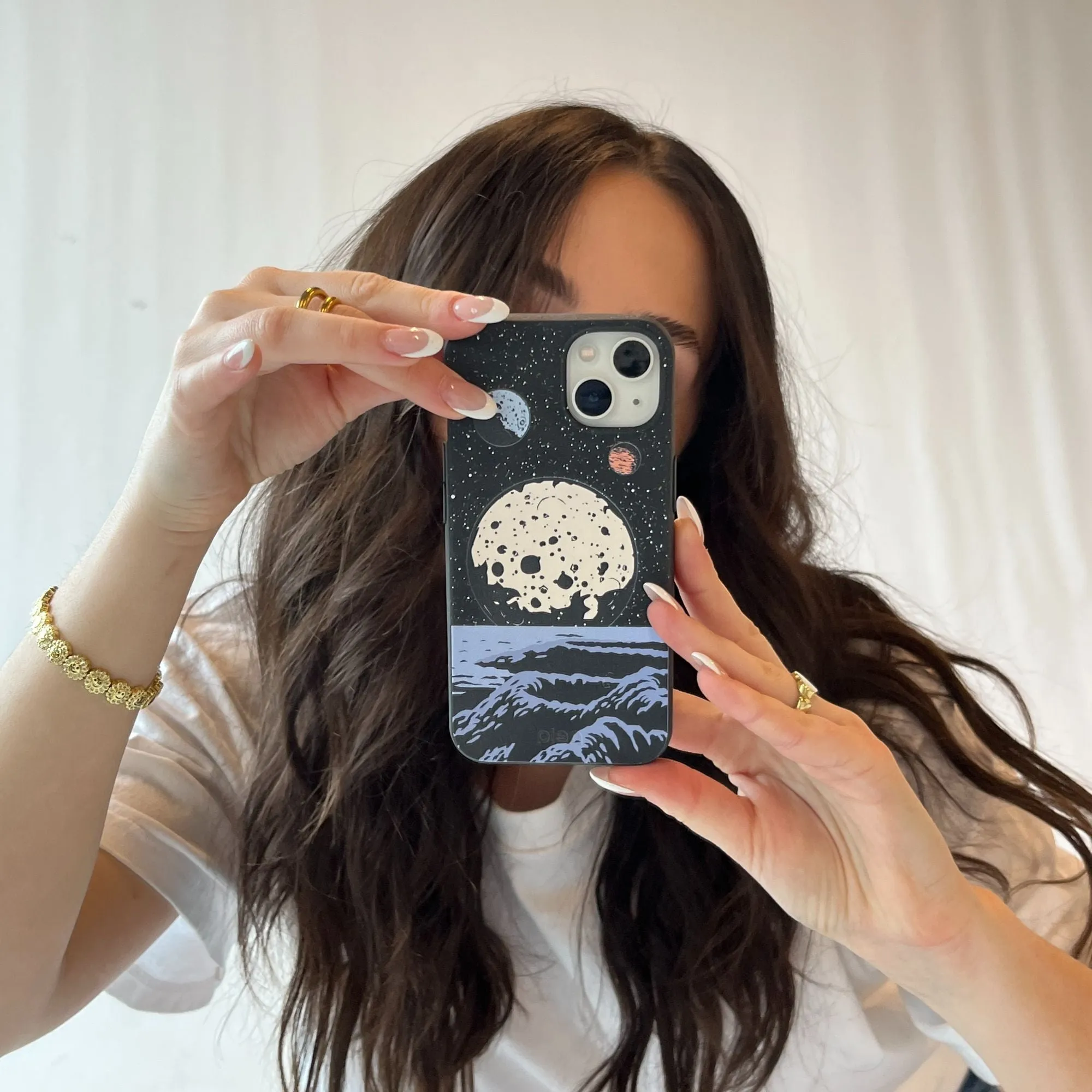 Black Retro Moon iPhone 12/ iPhone 12 Pro Case