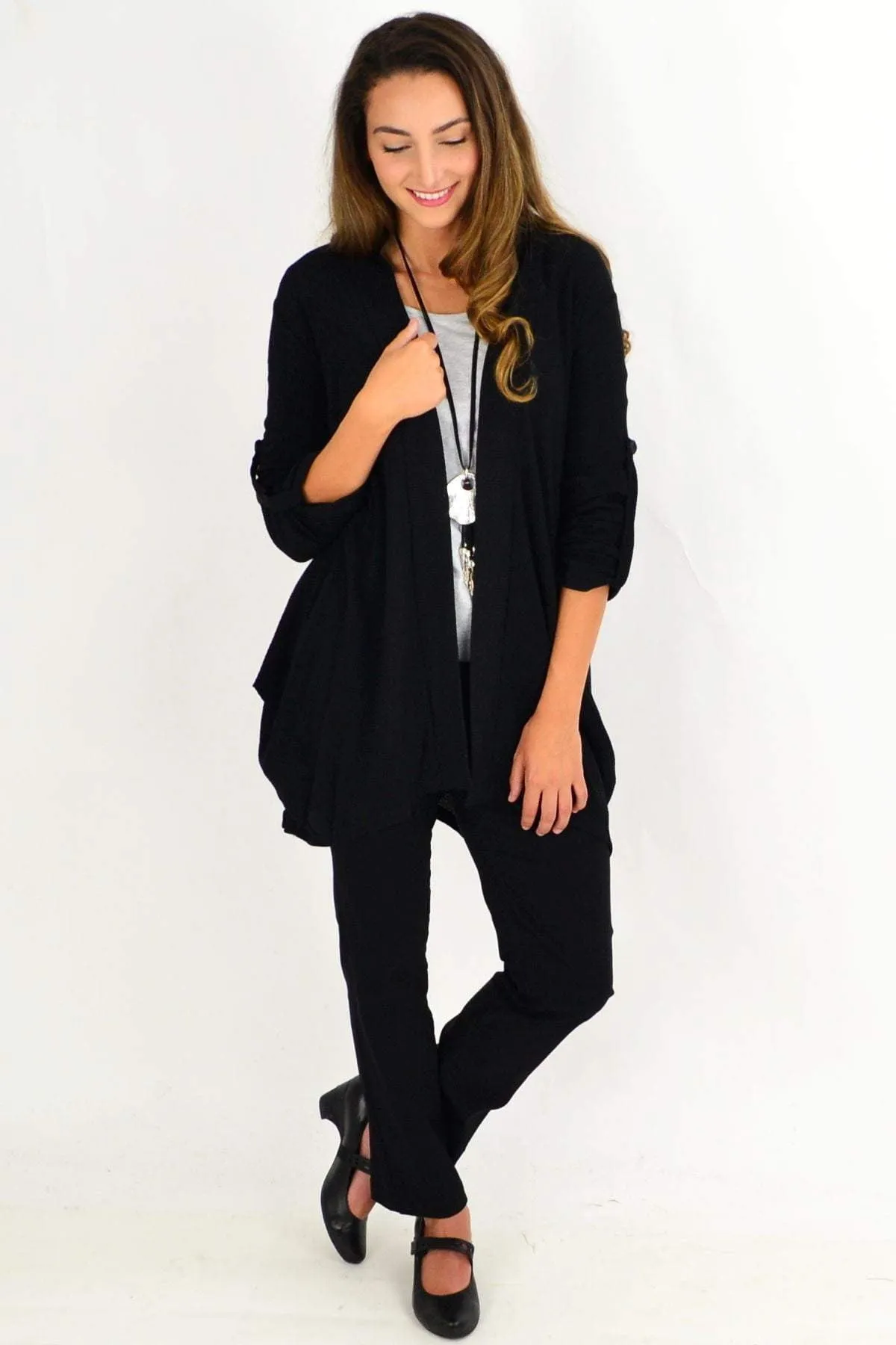 Black Textured Cardigan