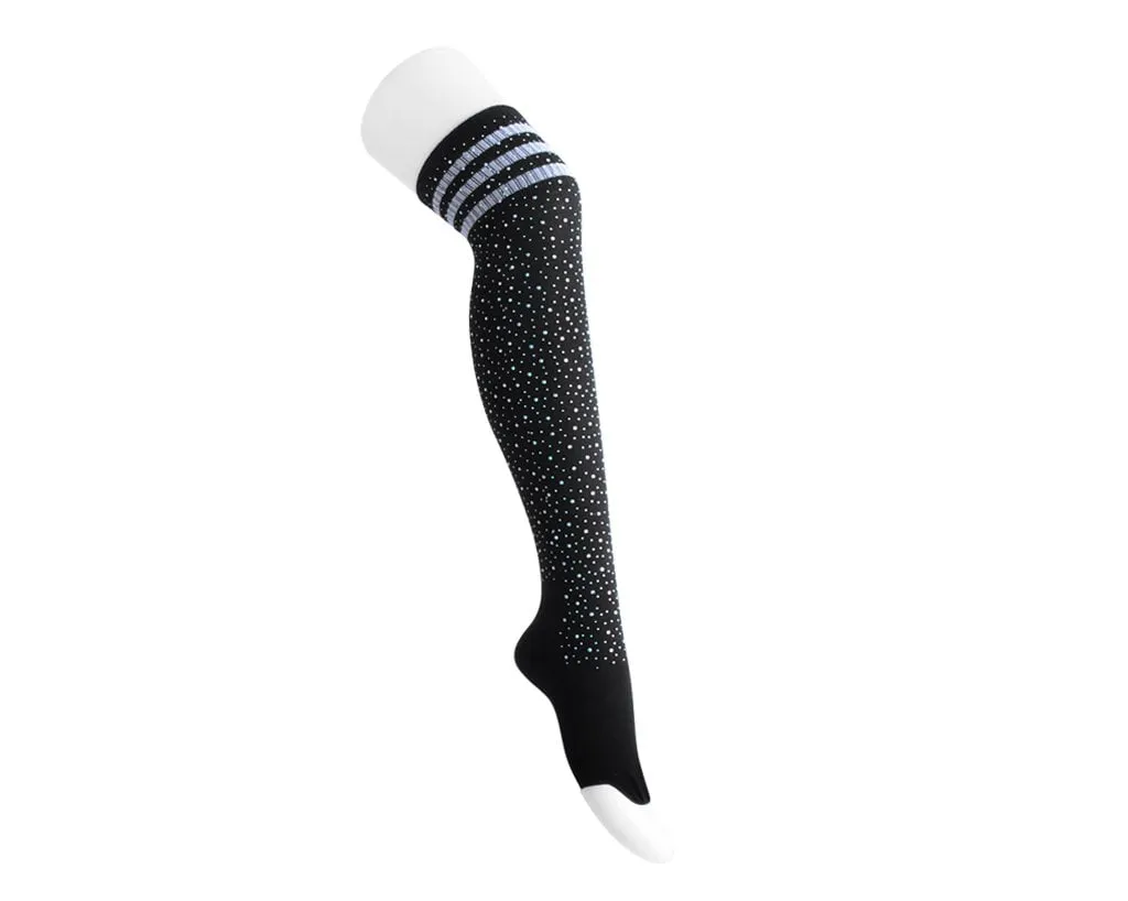 Black Varsity Rhinestone Over-The-Knee Sock