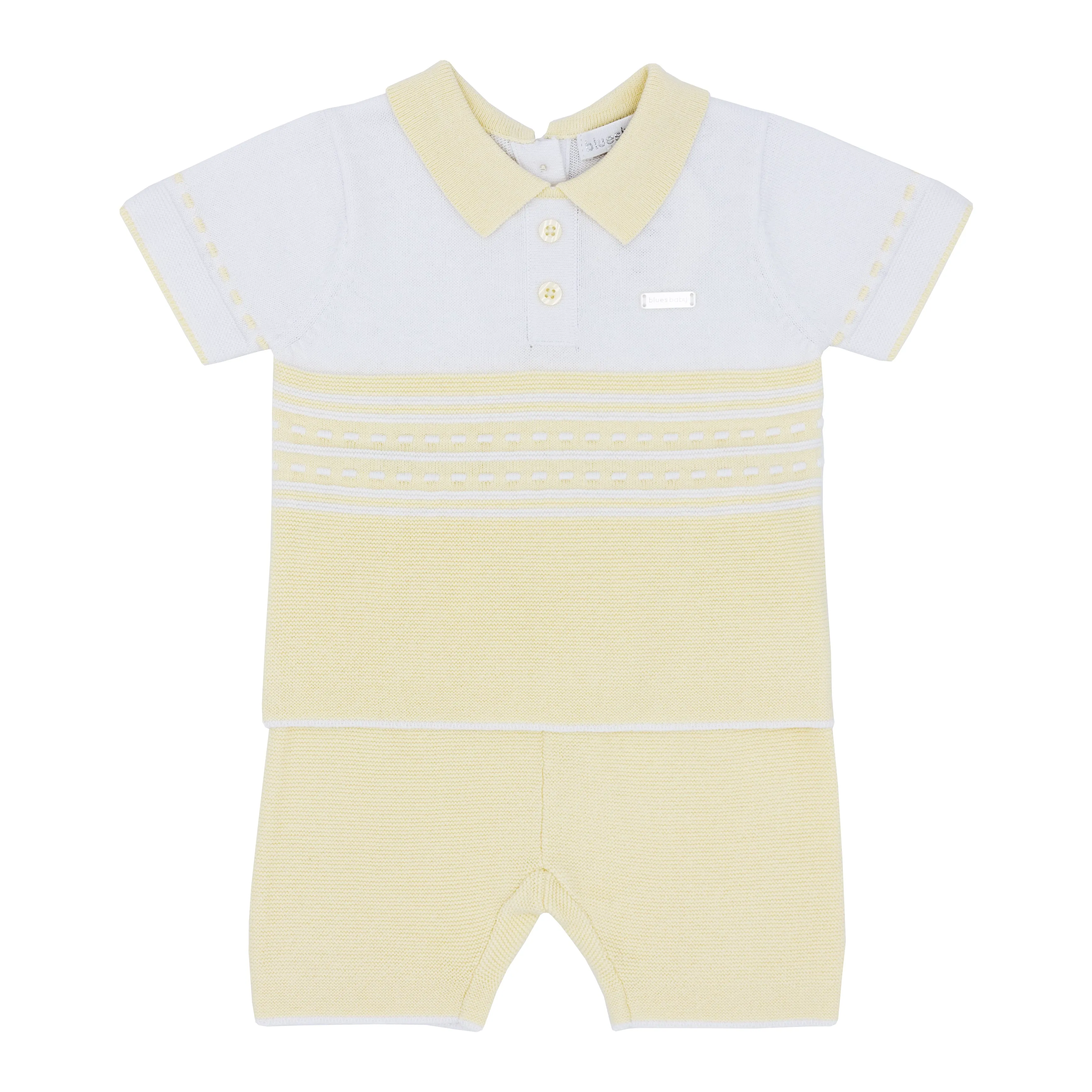 Blues Baby Boys Sassari Collection Yellow Knitted Polo Shirt & Shorts Set