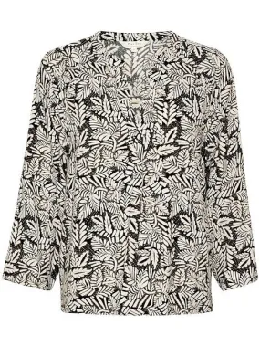 Blusenshirt Petine PW black leaf print