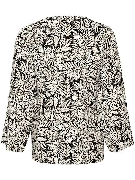 Blusenshirt Petine PW black leaf print