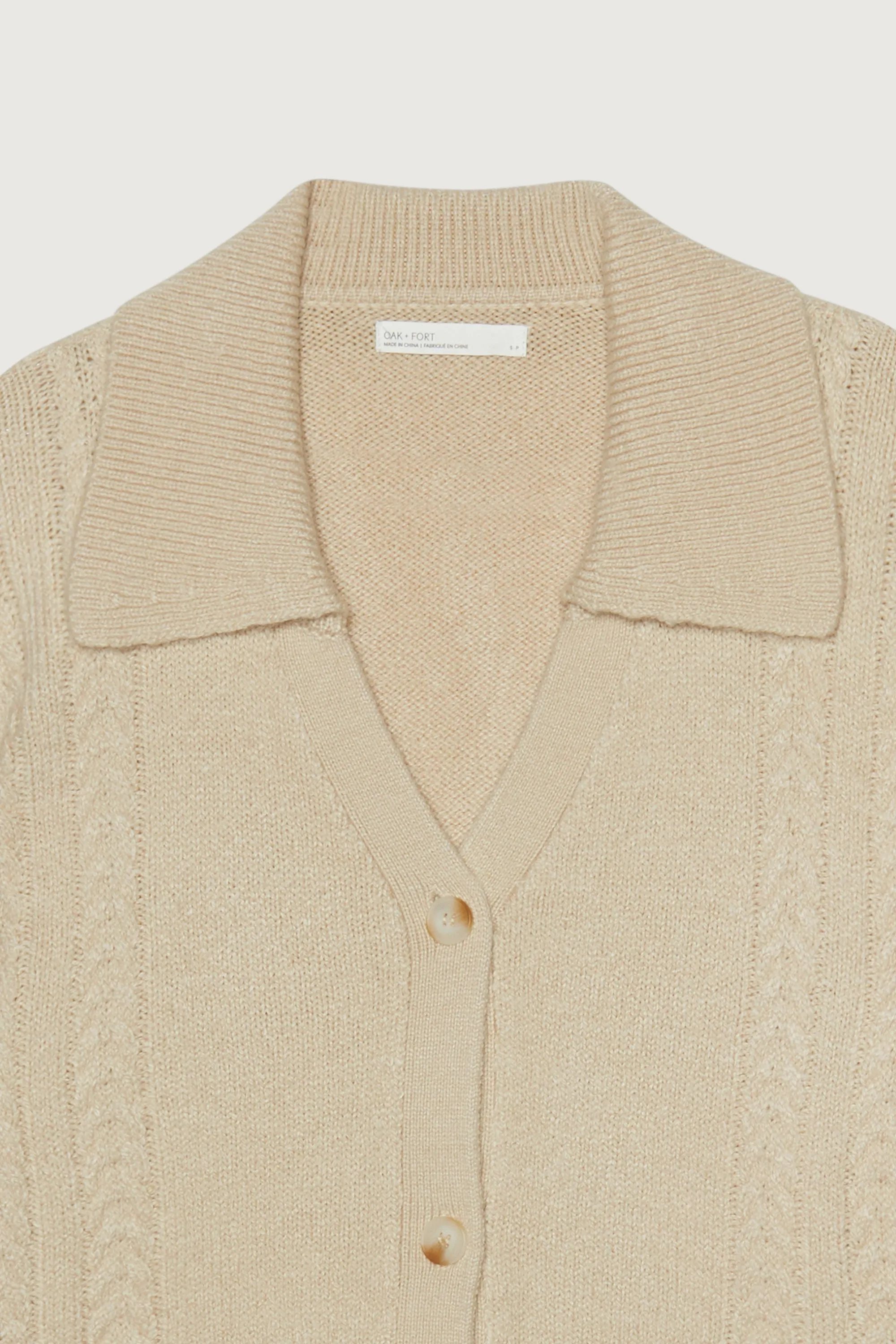 CABLE KNIT BUTTON UP CARDIGAN