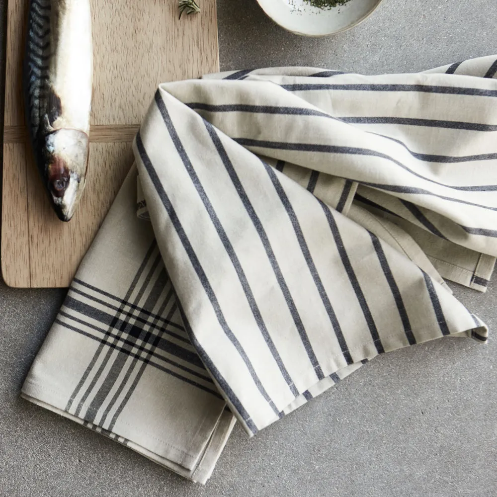 Chef - Black Stripe Tea Towels - Set of Two