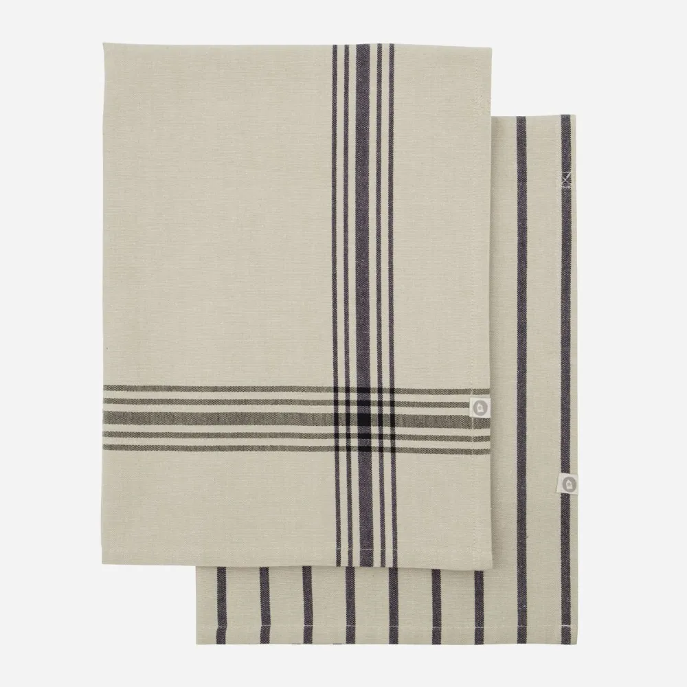 Chef - Black Stripe Tea Towels - Set of Two