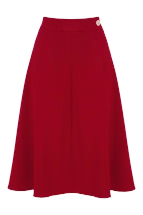 Classic 1940s Style A-Line Skirt in Red