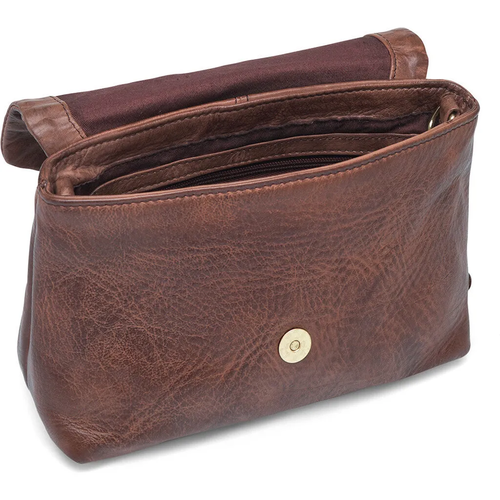 Classic crossover bag in soft leather quality / 16014 - Brandy