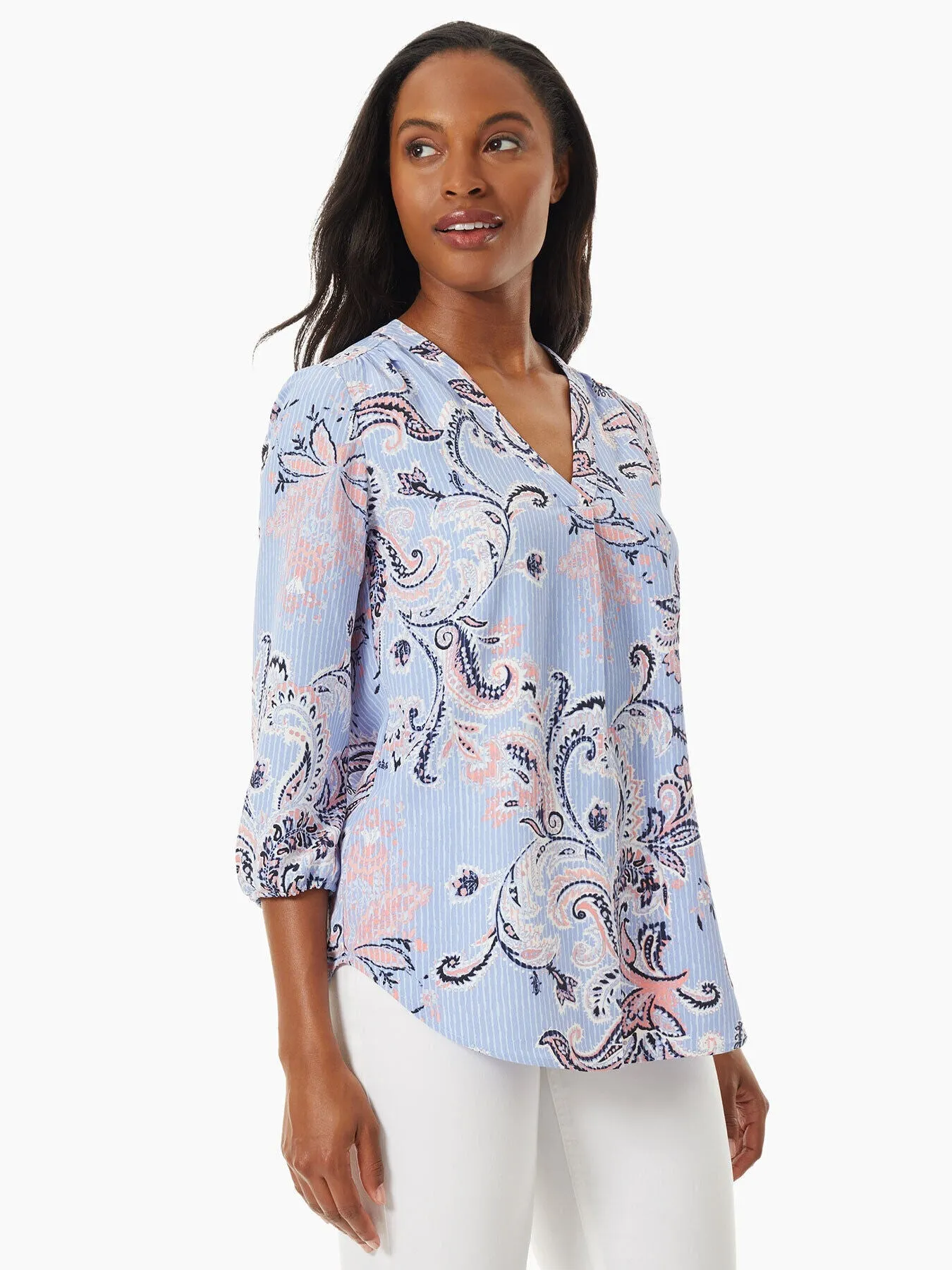 Crepe de Chine V-Neck Kelly Blouse