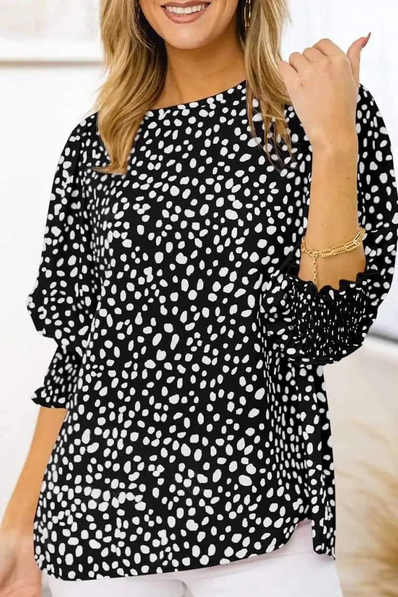 CREW NECK PATTERNED TUNIC BLOUSE TOP