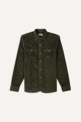 Cuisse de Grenouille Dark Green Velvet Corduroy Paris Shirt