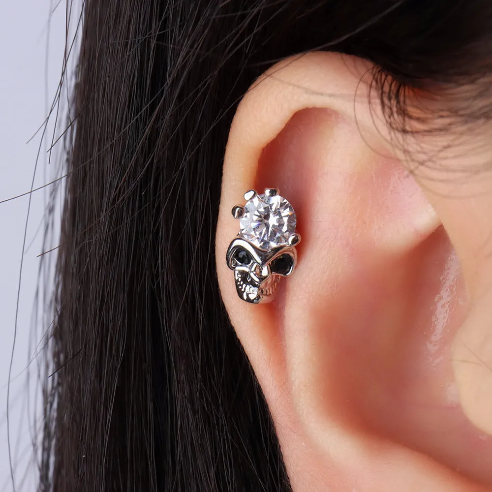 Glittering Skull Stud