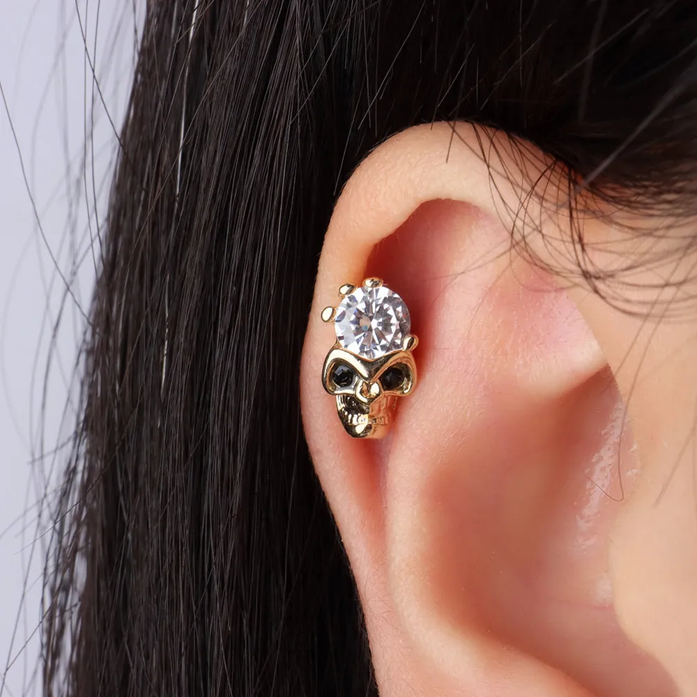 Glittering Skull Stud