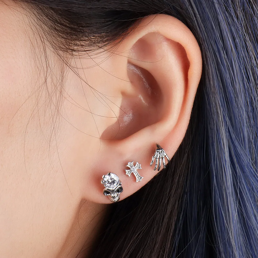 Glittering Skull Stud