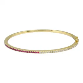 Half Pave Half Gemstone Slim Bangle