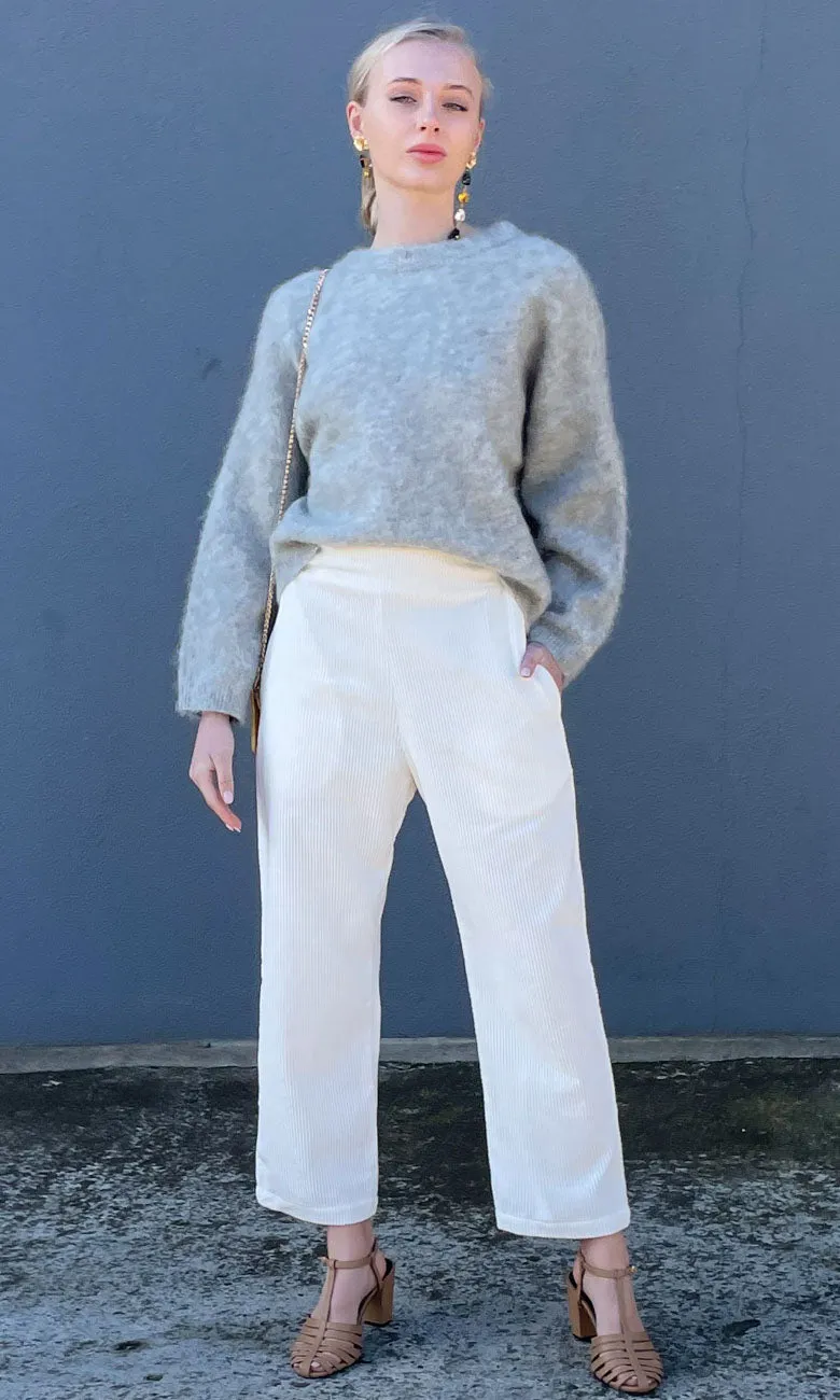 HOSS White Cord Slouch Pants