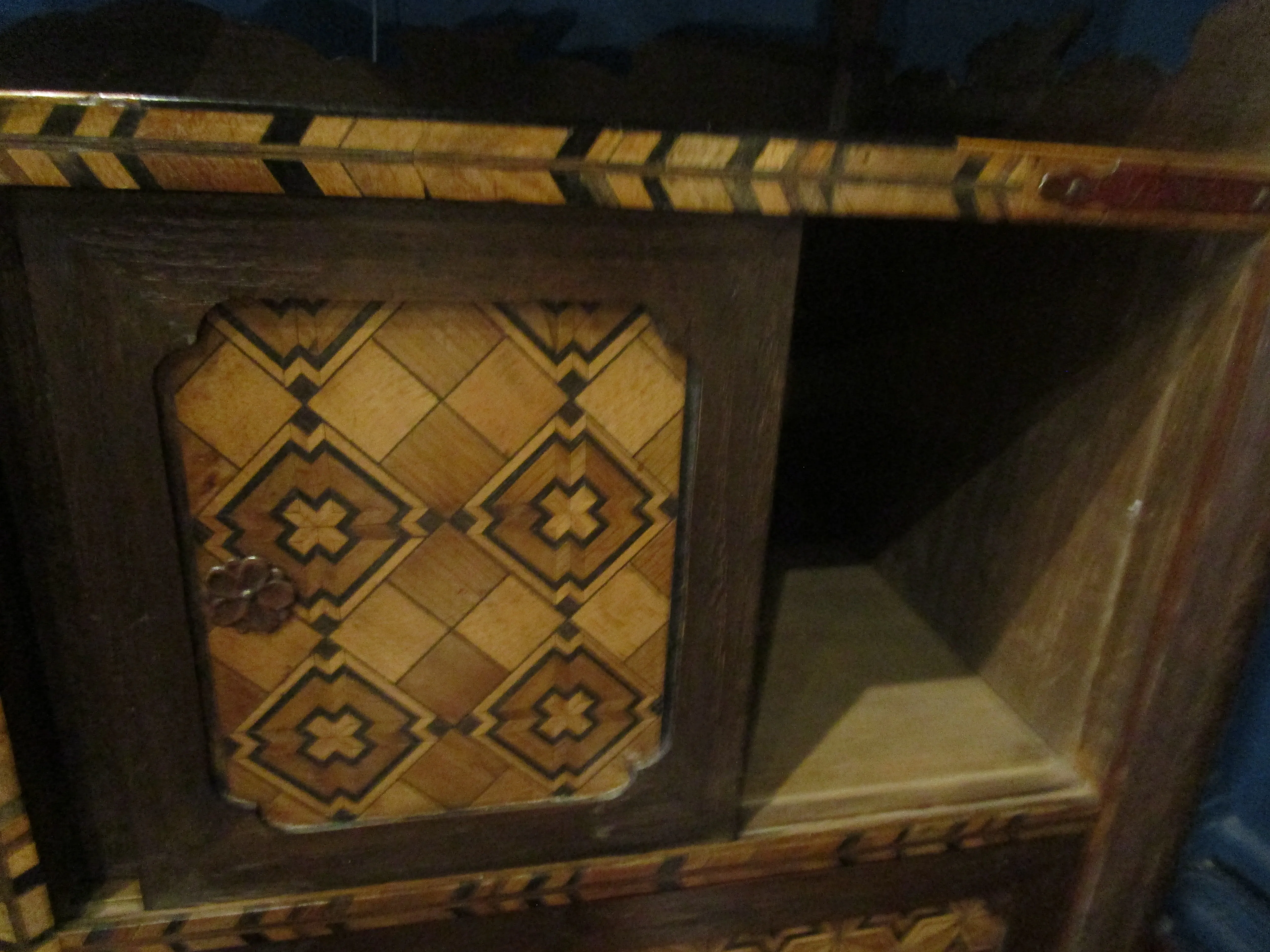 Japanese Marquetry And Fretwork Shodana Cabinet Antique Meiji Period c1900