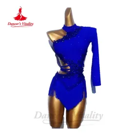 Latin Dance Dress for Women Custom Single Sleeves Rumba Chacha Tango Short Skirt Adult Children Latin Dancing Practice Clothing