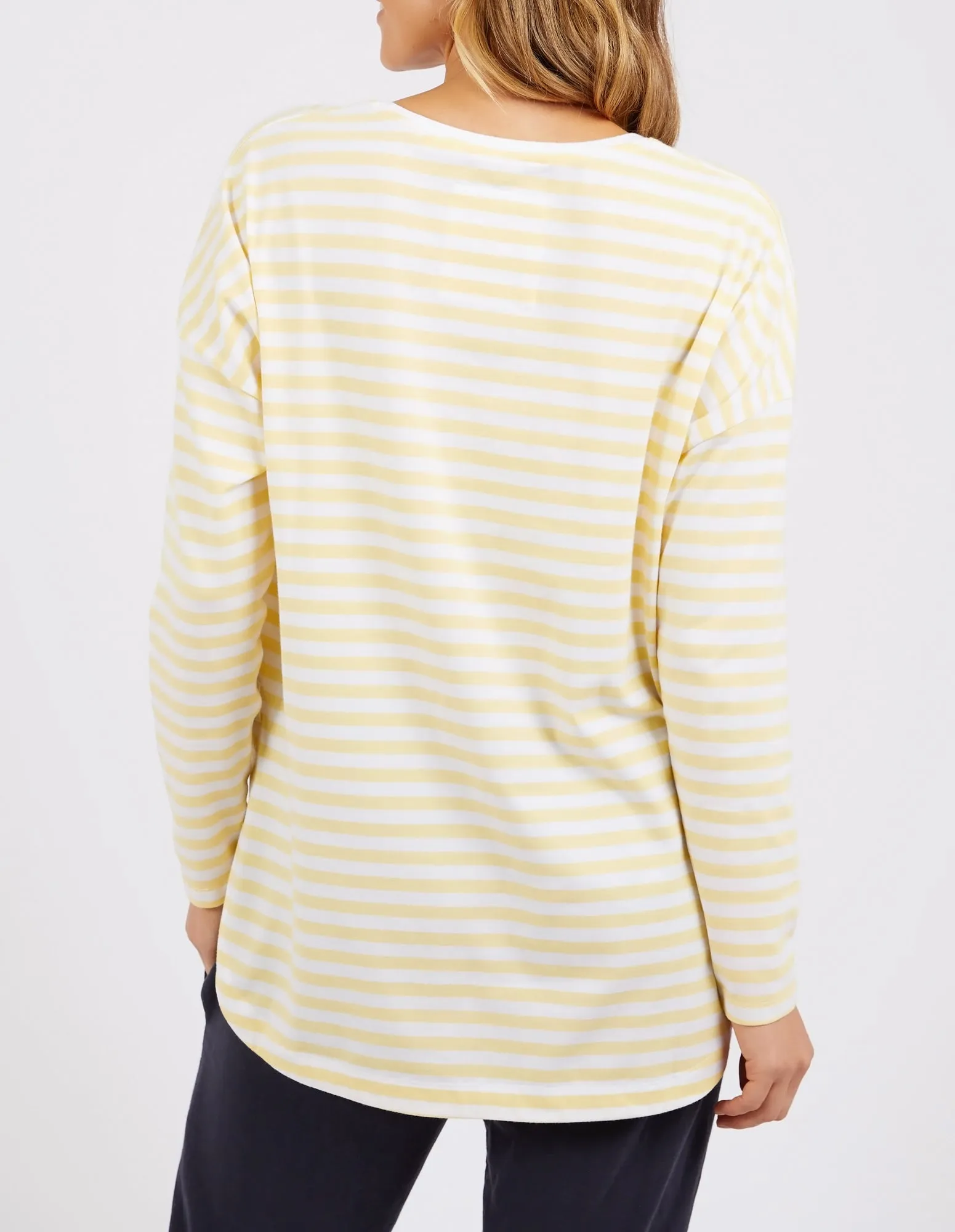 Lauren Long Sleeve Banana & White Stripe