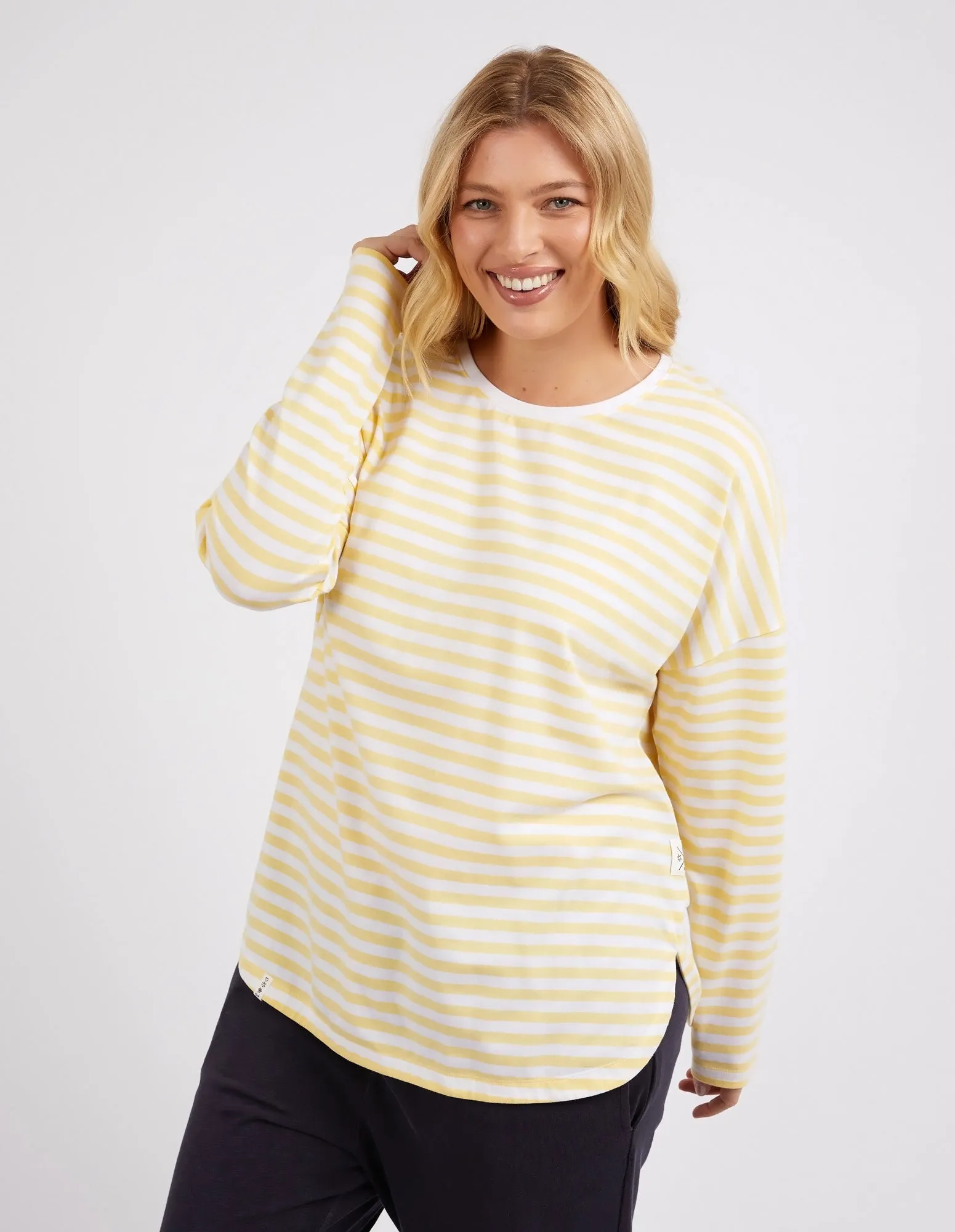 Lauren Long Sleeve Banana & White Stripe